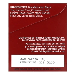 Twinings, ароматизированный черный чай, чай, без кофеина, 20 чайных пакетиков, 40 г (1,41 унции)
