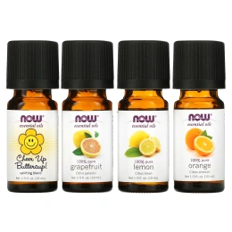 Now Foods, Зарядись энергией. Набор эфирных масел для поднятия настроения, 4 бутылька, 1/3 унции (10 мл)