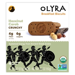 Olyra, органическое печенье для завтрака, фундук и рожковое дерево, 4 упаковки по 37,5 г (1,32 унции)