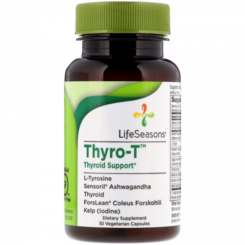 LifeSeasons, Thyro-T Thyroid Support, 10 Vegetarian Capsules