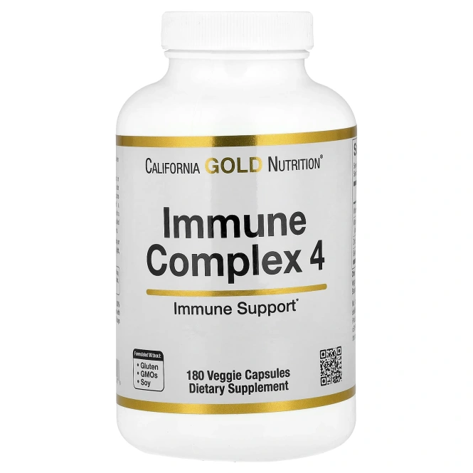 California Gold Nutrition, Immune Complex 4, комплекс для укрепления иммунитета, 180 растительных капсул