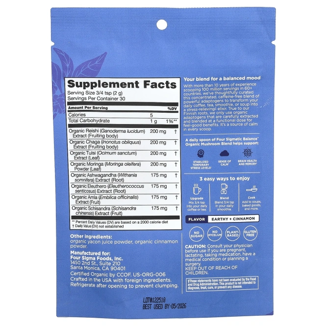 Four Sigmatic, Смесь адаптогенов Mix Balance 2,12 унции