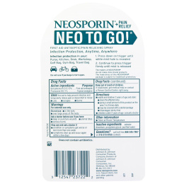 Neosporin, + Обезболивающее средство Neo To Go!, Антисептический обезболивающий спрей для оказания первой помощи, 7,7 мл