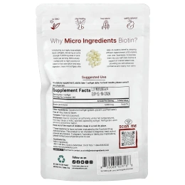 Micro Ingredients, Биотин, 5000 мкг, 365 капсул