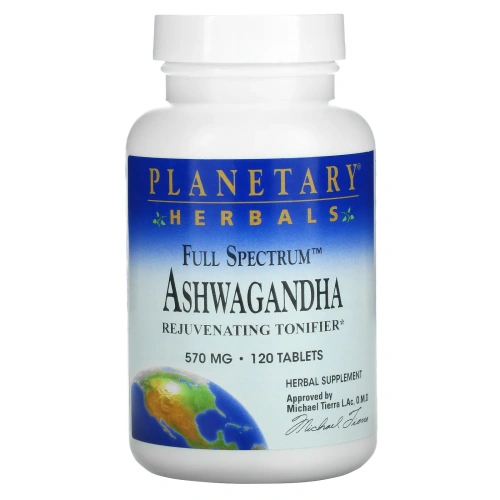 Planetary Herbals, Полный спектр, ашваганда, 570 мг, 120 таблеток