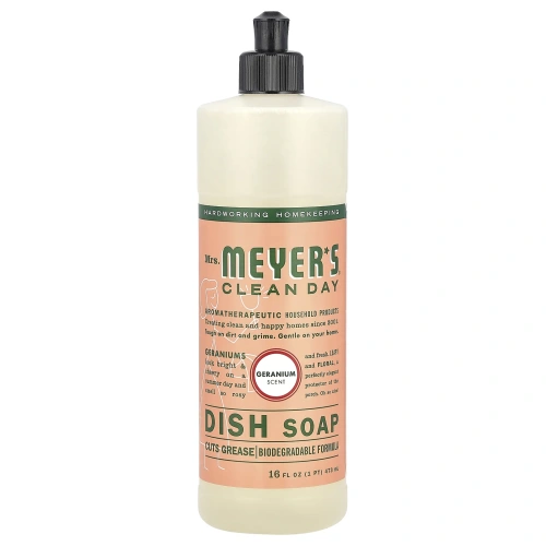 Mrs. Meyers Clean Day, жидкость для мытья посуды, герань, 473 мл (16 жидк. унций)