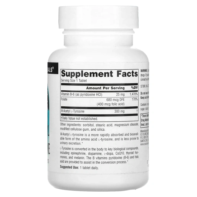 Source Naturals, N-ацетил L-тирозин, 300 мг, 120 таблеток