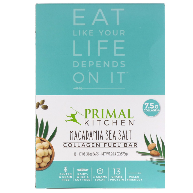 Primal Kitchen, Grass-Fed Collagen Bar, Macadamia Sea Salt, 12 Bars, 20.7 oz (588 g)