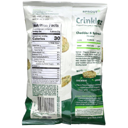 Sprout Organics, Crinklez, снек из нута и овощей, для малышей от 12 месяцев, чеддер и шпинат, 42 г (1,48 унции)