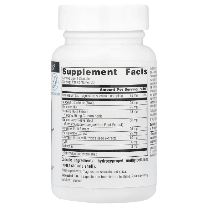 Source Naturals, MitoNight™ с мелатонином, 30 капсул