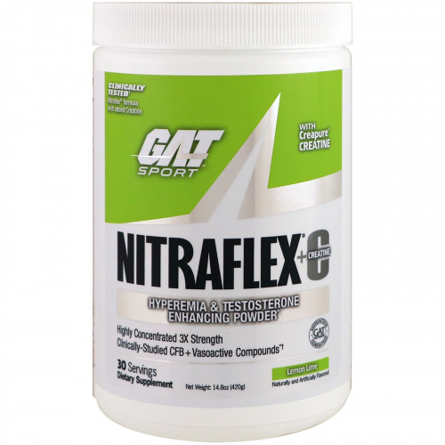 GAT, Nitraflex+C, лимон-лайм, 14,8 унций (420 г)