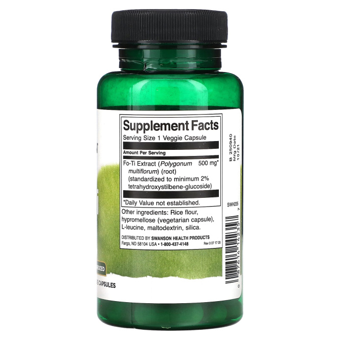 Swanson, Fo-Ti (He-Shou-Wu), 500 мг, 60 растительных капсул