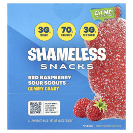 Shameless Snacks, Gummy Candy, Red Raspberry Sour Scouts®, 6 пакетиков по 50 г (1,8 унции)