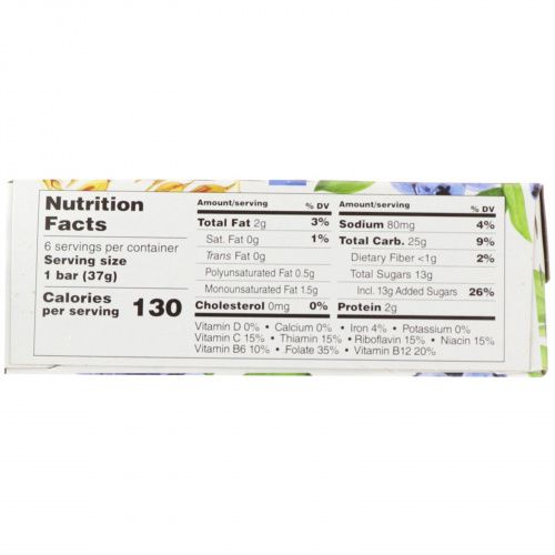 Health Valley, Organic Multigrain Cereal Bars, Blueberry, 6 Bars, 1.3 oz (37 g) Each