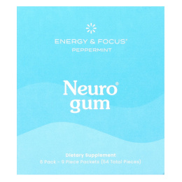 NeuroGum, Energy & Focus, перечная мята, 6 пакетиков по 9 шт.