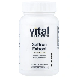 Vital Nutrients, экстракт шафрана, 60 веганских капсул (15 мг в 1 капсуле)