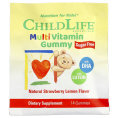 ChildLife Essentials, Мультивитаминные жевательные таблетки, натуральная клубника и лимон, 14 жевательных таблеток