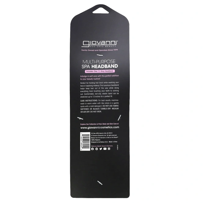 Giovanni, универсальная повязка для волос для спа-салона, серый, 1 шт.