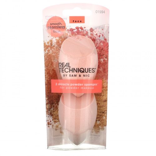 Real Techniques, Miracle Powder Sponges, 2 Pack