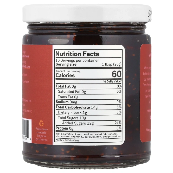 Spread The Love, Малиновое варенье, 326 г (11,5 унции)
