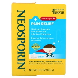 Neosporin, Крем двойного действия, крем для облегчения боли, для детей от 2 лет, 0,5 унций (14,2 г)