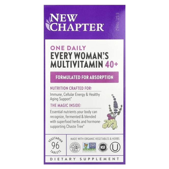New Chapter, One Daily Every Woman's ™, мультивитамины 40+, 96 вегетарианских таблеток