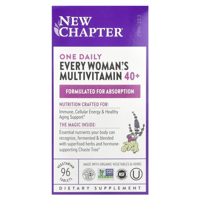 New Chapter, One Daily Every Woman's ™, мультивитамины 40+, 96 вегетарианских таблеток