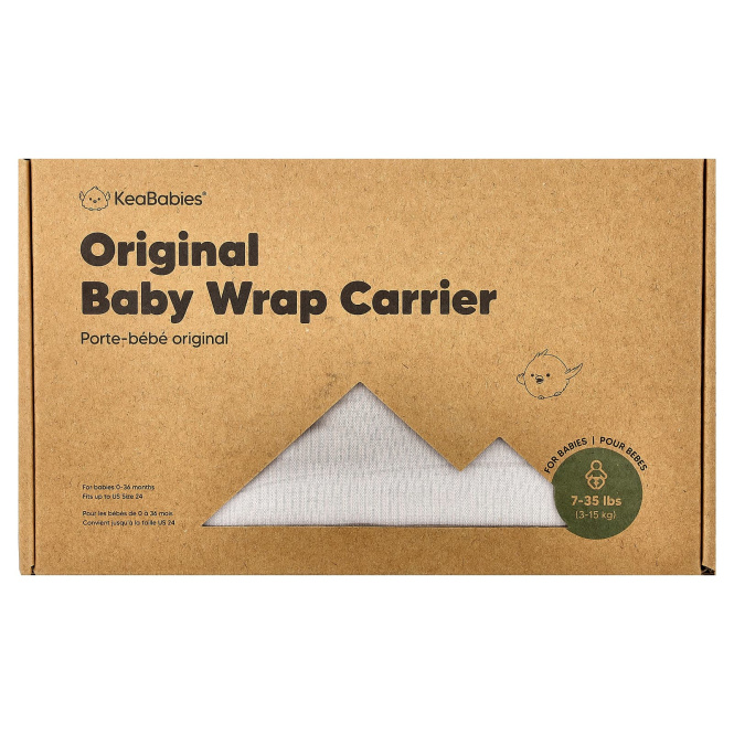 KeaBabies, Original Baby Wrap-перевозчик, для детей в возрасте 0–36 месяцев, каменно-серый, 1 шт.