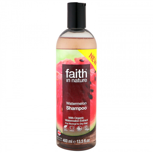 Faith in Nature, Shampoo, For Normal to Dry Hair, Watermelon, 13.5 fl oz (400 ml)