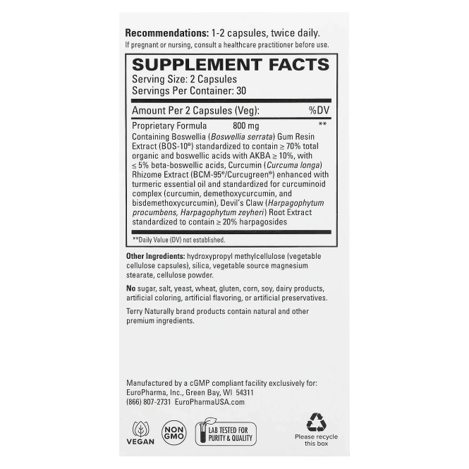 EuroPharma, Terry Naturally, Артоцин, 60 капсул