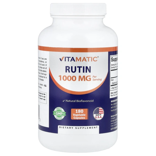 Vitamatic, рутин, 180 растительных капсул (500 мг в 1 капсуле)
