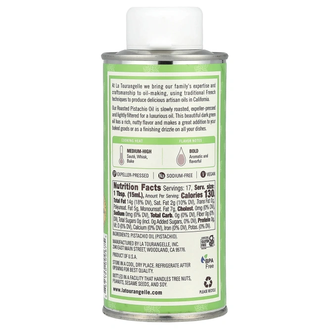 La Tourangelle, Фисташковое масло из обжаренных семян, 8,45 жидкой унции (250 мл)