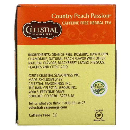Celestial Seasonings, Травяной чай, персиковый, без кофеина 20 чайных пакетиков, 1.4 унции (41 г)
