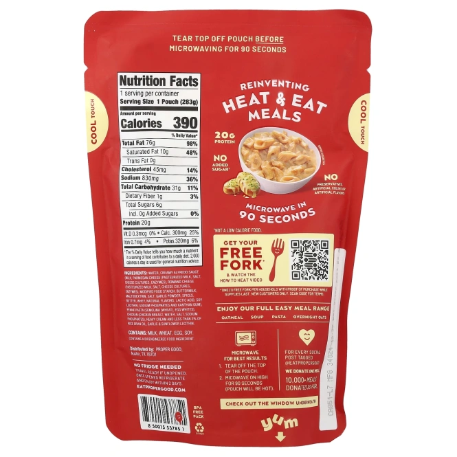 Proper Good, паста «Альфредо», курица, 283 г (10 унций)