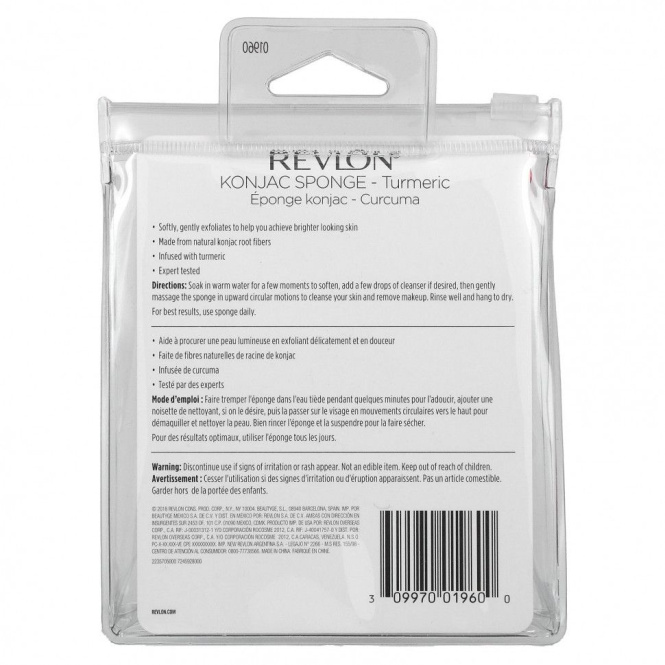 Revlon, Спонж с конжаком для лица, куркума, 1 спонж
