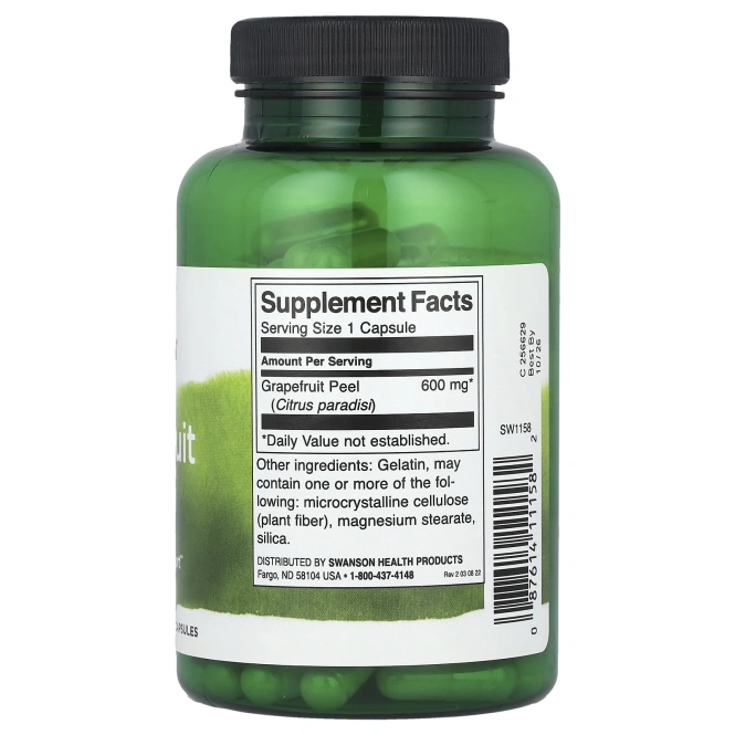 Swanson, Цедра грейпфрута, 600 мг, 120 капсул
