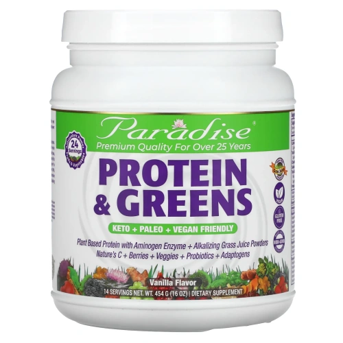 Paradise Herbs, Протеин и зелень, ванильный вкус, 16 унций (454 г)