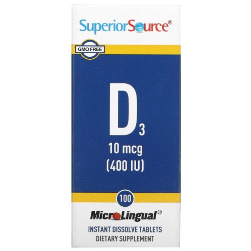Superior Source, MicroLingual, Витамин D3, 400 МЕ, 100 таблеток