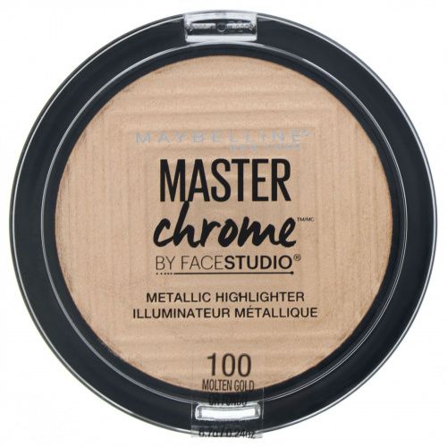 Maybelline, Master Chrome, хайлайтер с металлическим блеском, оттенок Molten Gold 100, 6,7 г