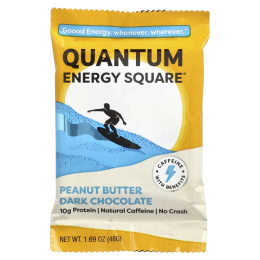Quantum Energy Square, Темный шоколад с арахисовой пастой, 8 квадратов по 48 г (1,69 унции)