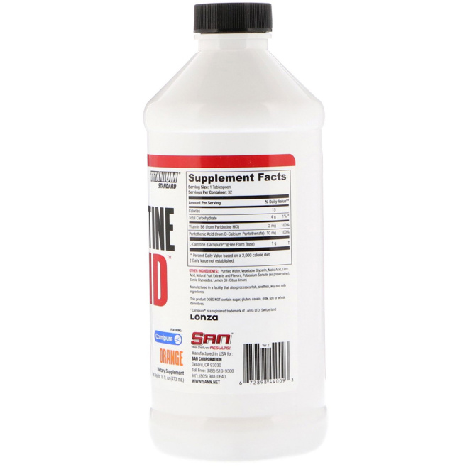 SAN Nutrition, Жидкий L-карнитин, апельсин, 16 ж. унц. (473 мл)