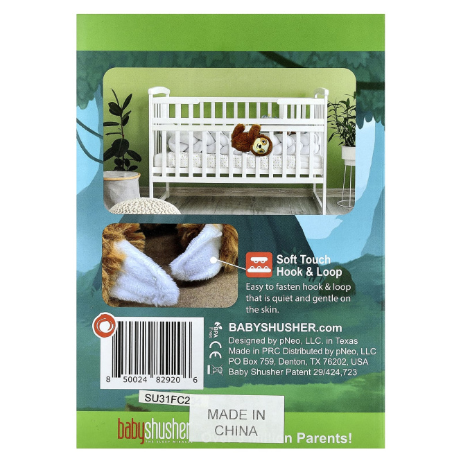 Baby Shusher, Shusher Sloth, Звуковой модуль из мягкой игрушки, 1 штука