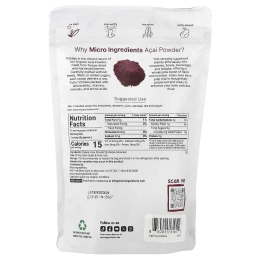 Micro Ingredients, органический порошок из ягод асаи, сублимированный, 227 г (8 унций)
