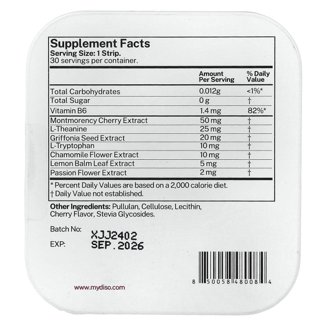 Diso, Snooze, вишня, 30 полосок для полости рта