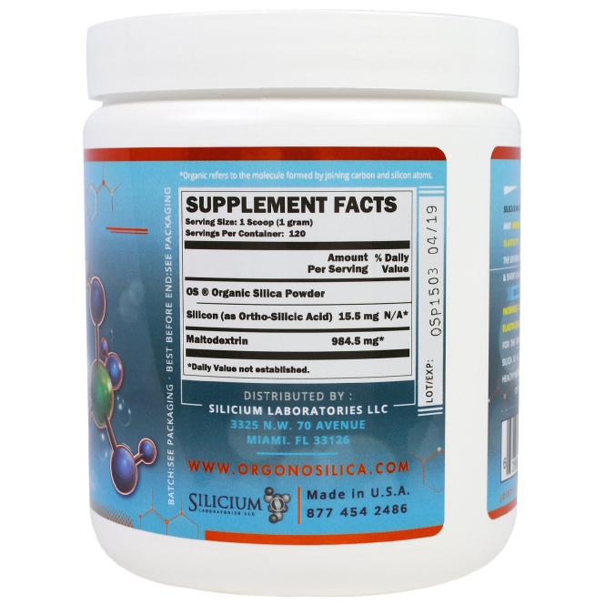 Silicium Laboratories LLC, "Orgono", органический порошок диоксида кремния, 4,23 унции (120 г)