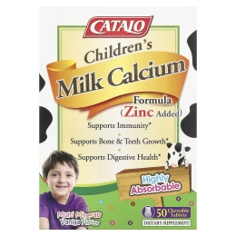 CATALO, Children's Milk Calcium Formula, цинк, 50 жевательных таблеток