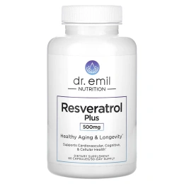 Dr. Emil Nutrition, ресвератрол плюс, 500 мг, 60 капсул (250 мг в 1 капсуле)