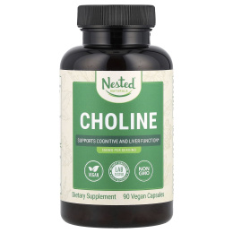 Nested Naturals, Холин, 500 мг, 90 веганских капсул (250 мг на капсулу)