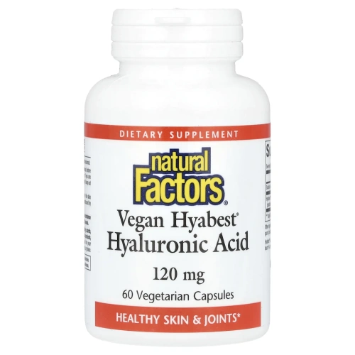 Natural Factors, Веганская гиалуроновая кислота, 120 мг, 60 вегетарианских капсул