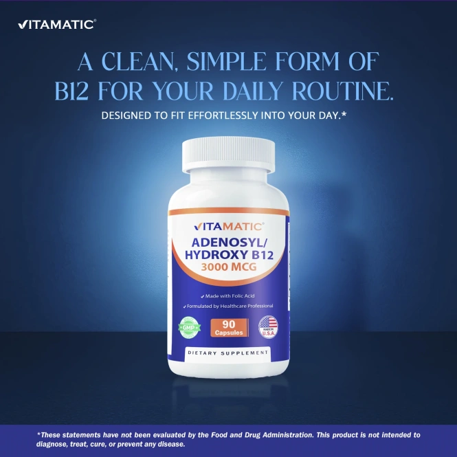 Vitamatic, аденозил/гидрокси витамин B12, 90 капсул